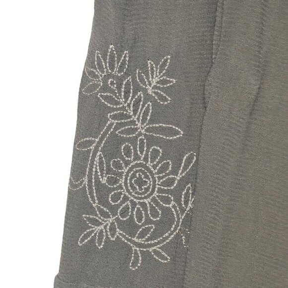 J. Jill Cargo Cropped Pants Embroidered Detail Olive Green Womens Medium - Picture 6 of 12
